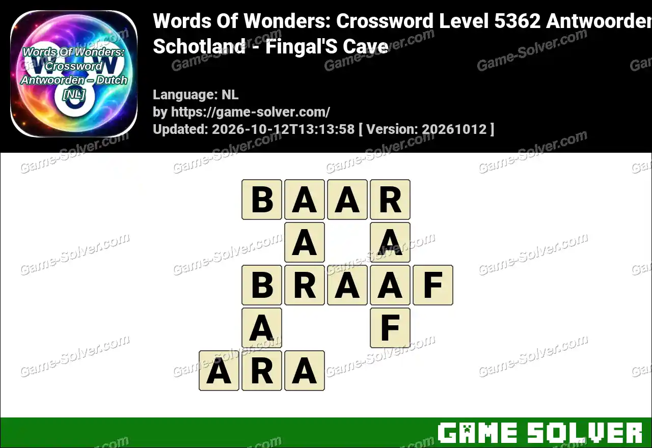 Words Of Wonders: Crossword Level 5362 Antwoorden – Schotland – Fingal’S Cave